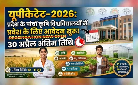 यूपीकैटेट-2026 : प्रदेश के पांचों कृषि विश्वविद्यालयों में प्रवेश के लिए आवेदन शुरू, 30 अप्रैल अंतिम तिथि