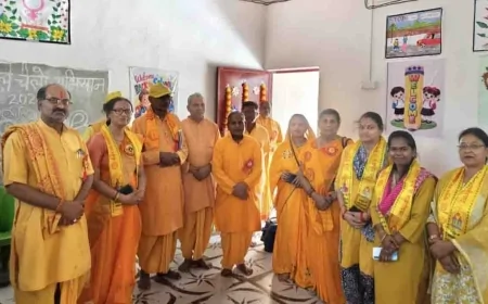 गायत्री शक्तिपीठ की ज्योति कलश यात्रा का जारी गांव में भव्य स्वागत