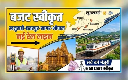 खजुराहो-छतरपुर-सागर-भोपाल नई रेल लाइन के सर्वे को बजट स्वीकृत