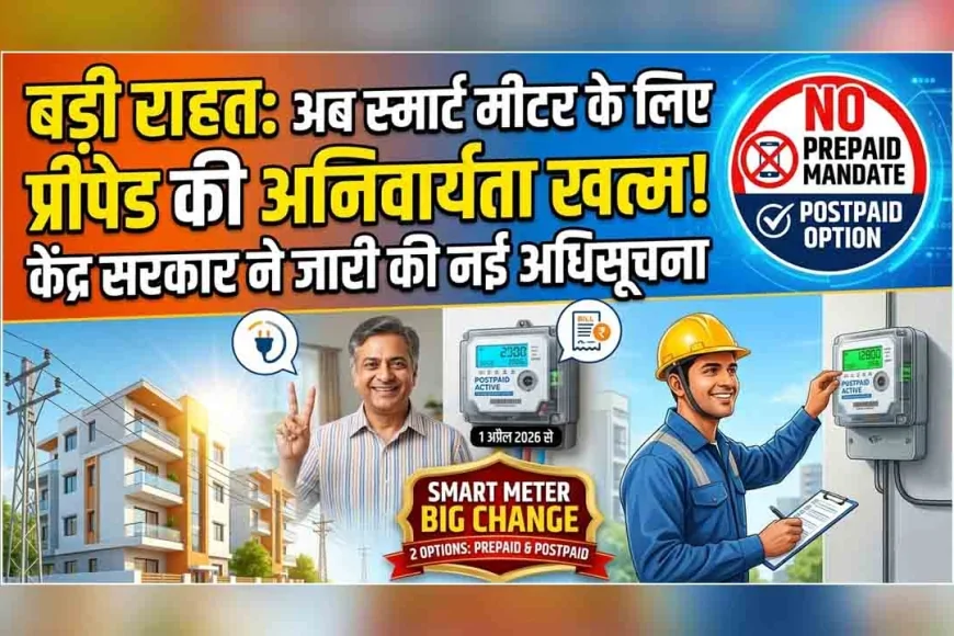 बड़ी राहत : अब स्मार्ट मीटर के लिए प्रीपेड की अनिवार्यता खत्म, केंद्र सरकार ने जारी की नई अधिसूचना