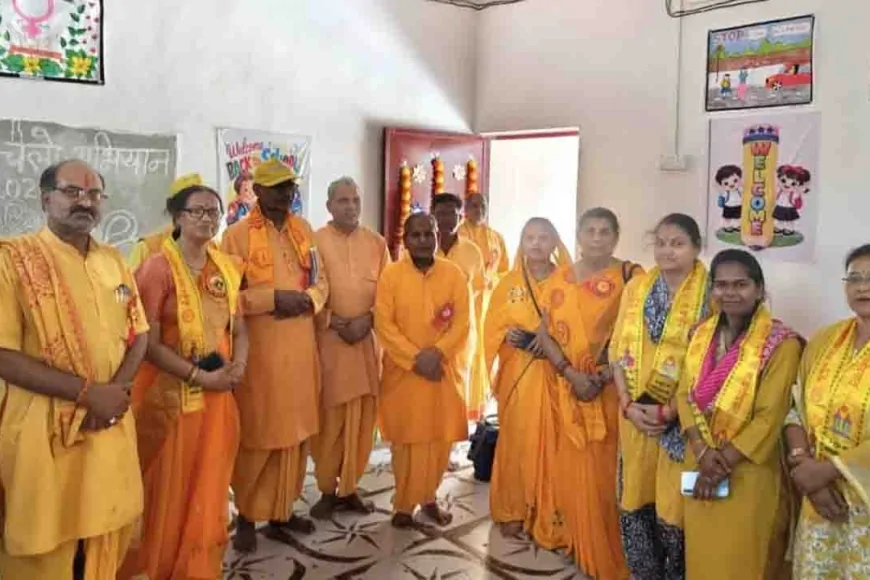 गायत्री शक्तिपीठ की ज्योति कलश यात्रा का जारी गांव में भव्य स्वागत