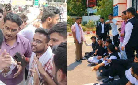 बीयू में विधि छात्रों संग मारपीट पर बवाल, 5 घंटे तक मुख्य गेट पर तालाबंदी