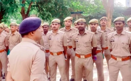 परेड की सलामी लेकर एएसपी ने किया निरीक्षण
