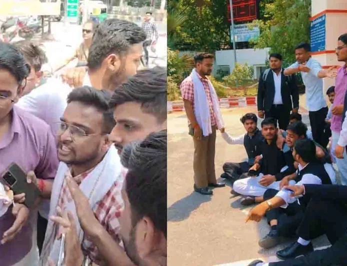 बीयू में विधि छात्रों संग मारपीट पर बवाल, 5 घंटे तक मुख्य गेट पर तालाबंदी