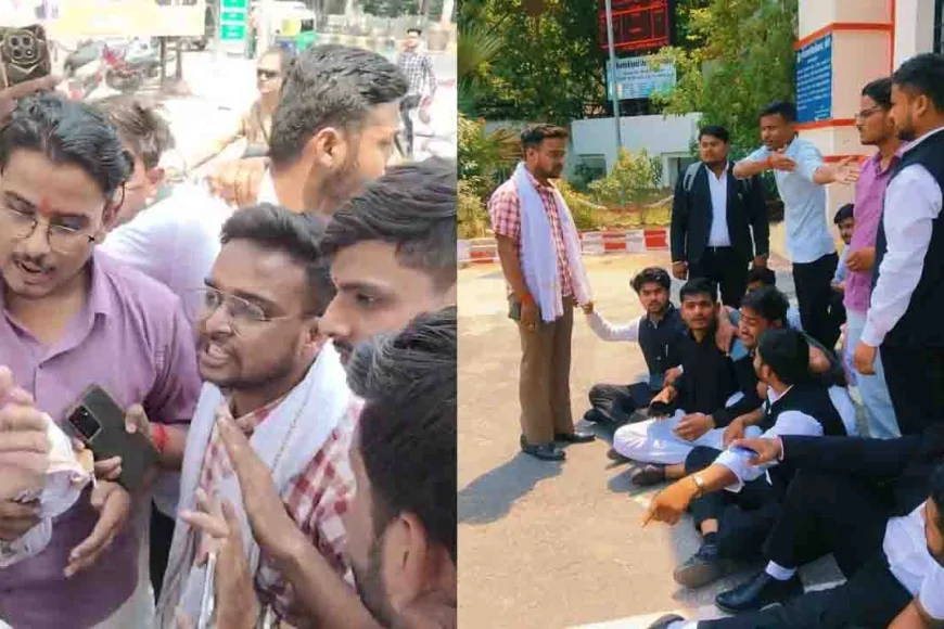 बीयू में विधि छात्रों संग मारपीट पर बवाल, 5 घंटे तक मुख्य गेट पर तालाबंदी