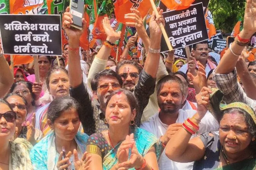 प्रधानमंत्री पर टिप्पणी को लेकर भाजपा महिला मोर्चा का जोरदार प्रदर्शन