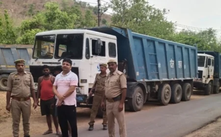 अवैध खनिज परिवहन पर कार्रवाई, तीन ट्रक पकड़े गए