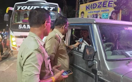 बांदा में यातायात नियम तोड़ने वालों पर पुलिस का शिकंजा, विशेष चेकिंग अभियान में 70 से अधिक वाहनों के चालान