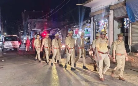 पुलिस टीम ने सुरक्षा का लिया जायजा
