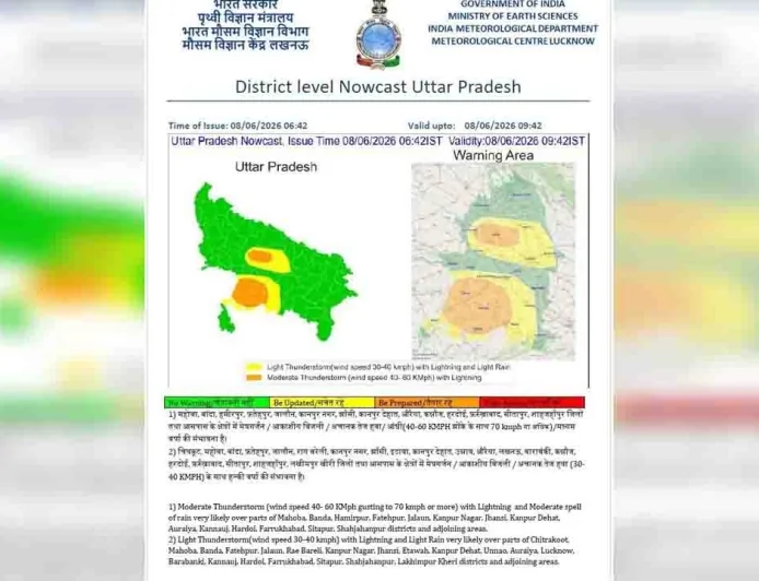 यूपी में मौसम का अलर्ट : कई जिलों में आंधी, बारिश और बिजली गिरने की चेतावनी