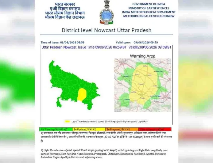 यूपी में फिर मौसम का अलर्ट : कई जिलों में गरज-चमक के साथ बारिश की चेतावनी
