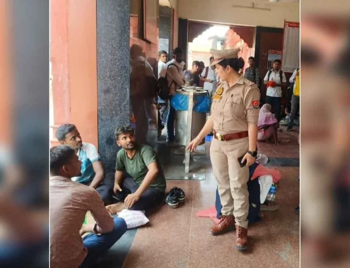 परीक्षार्थियों को सतर्क करतीं रहीं थानाध्यक्ष