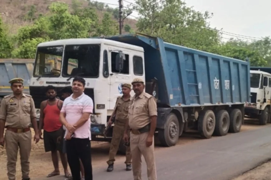 अवैध खनिज परिवहन पर कार्रवाई, तीन ट्रक पकड़े गए
