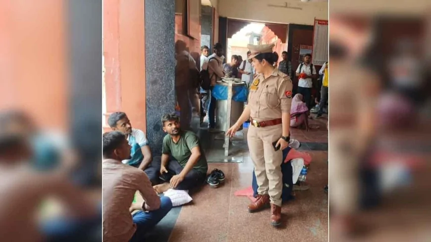 परीक्षार्थियों को सतर्क करतीं रहीं थानाध्यक्ष
