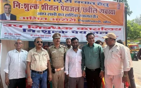 भीषण गर्मी में राहगीरों को राहत, जजी चौराहे पर निबंधन विभाग का शीतल पेयजल शिविर