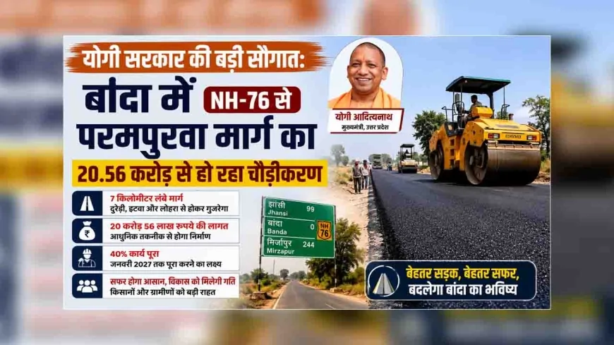 योगी सरकार की बड़ी सौगात: बांदा में NH-76 से परमपुरवा मार्ग का 20.56 करोड़ से हो रहा चौड़ीकरण