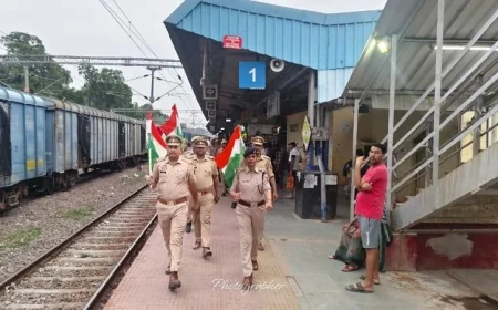 स्वतंत्रता दिवस के मद्देनजर बांदा रेलवे स्टेशन पर चला तिरंगा अभियान