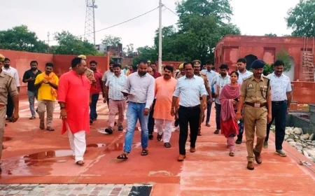 गोस्वामी तुलसीदास की जन्मस्थली के समग्र पर्यटन विकास परियोजना का डीएम-एसपी ने किया निरीक्षण