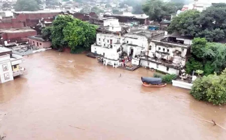 ड्रोन से की जा रही बाढ़ की निगरानी