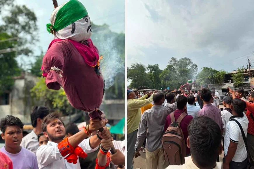विद्यार्थियों पर लाठीचार्ज के विरोध में अभाविप ने फूंका झारखंड मुख्यमंत्री का पुतला
