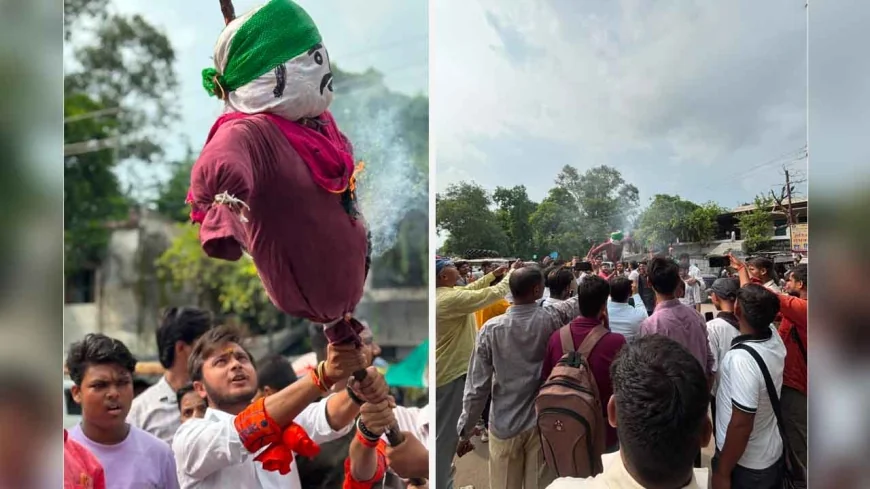 विद्यार्थियों पर लाठीचार्ज के विरोध में अभाविप ने फूंका झारखंड मुख्यमंत्री का पुतला