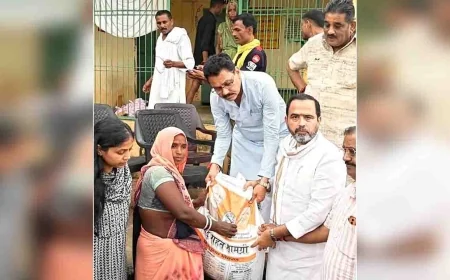 बाढ़ प्रभावित क्षेत्रों में राहत सामग्री का वितरण जारी