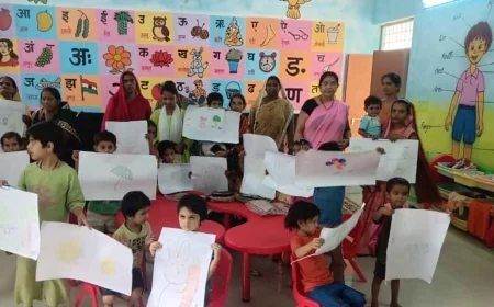 बाल वाटिका के बच्चों की कल्पना शक्ति को दी गई उड़ान