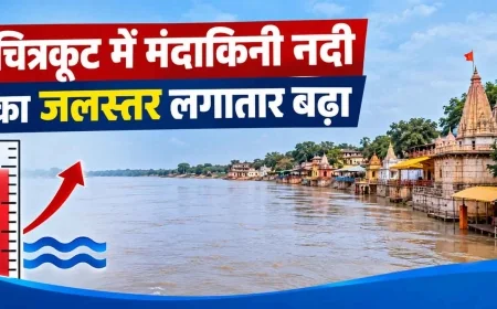 चित्रकूट में मंदाकिनी नदी का जलस्तर लगातार बढ़ा, रामघाट पर 124.30 मीटर पहुंचा
