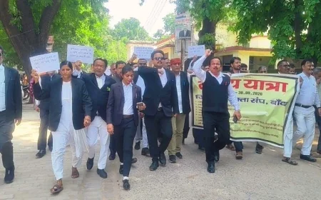 बांदा जिला अधिवक्ता संघ का उग्र प्रदर्शन