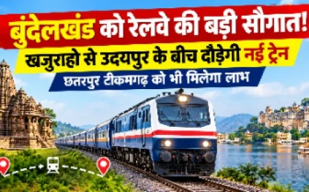 बुंदेलखंड को रेलवे की बड़ी सौगात, खजुराहो से उदयपुर के बीच नई ट्रेन 8 अक्टूबर से