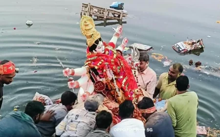 जिले में हवन यज्ञ के बाद मां अम्बे की प्रतिमाएं विसर्जित